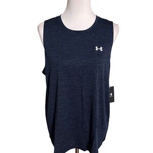 Under Armour Women's Tech Dark Blue Muscle Tee